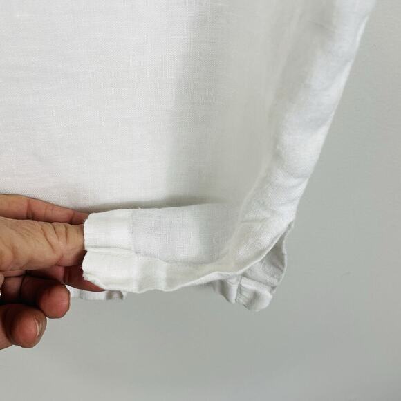 Lauren Alexandra 100% Linen Top Size 10 White Classic Button Up Boxy Beach - Picture 6 of 8